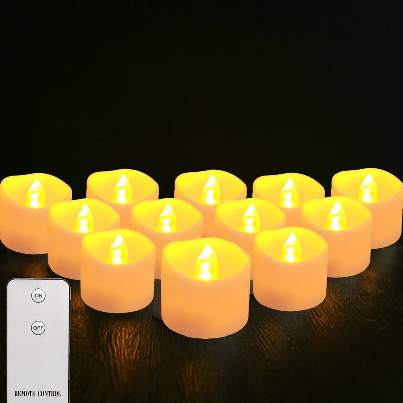 נרות תה LED עם שלט רחוק לאווירת ספא בלי להבה