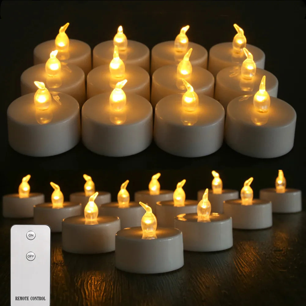 נרות תה LED עם שלט רחוק לאווירת ספא בלי להבה
