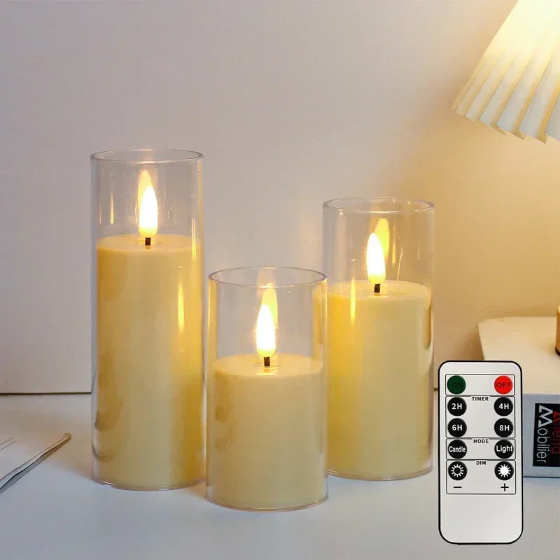 סט 3 נרות LED ריאליסטיים עם שלט וטיימר לאווירת ספא